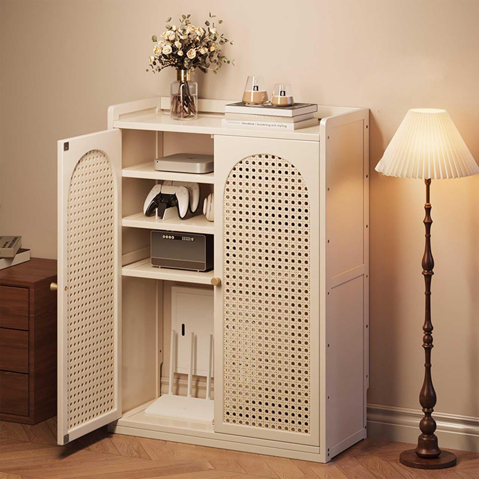 Meuble radiateur pour masquer les tuyaux et sécuriser le salon - Blanc 97cm