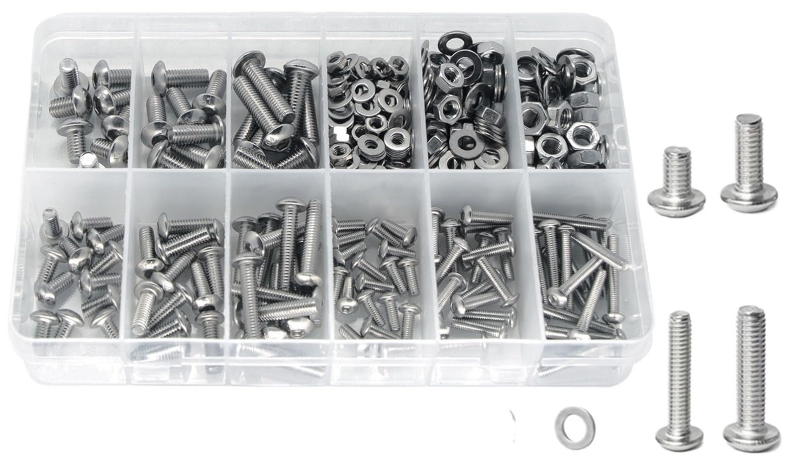 Schrauben und Muttern Set 342/642/1080-teiliges Schrauben-, Muttern- und Unterlegscheibenset aus Edelstahl 304 (Größen M3–M5) – Ideal for Reparaturen Installationen(342-piece set)