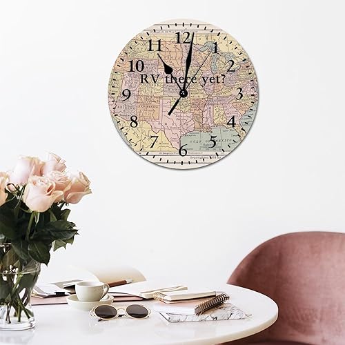 Miniatura 5 de ArogGeld Reloj colgante de PVC There Yet con mapa del mundo, 10 pulgadas, silencioso sin tictac, funciona con pilas, divertido reloj de pared grande