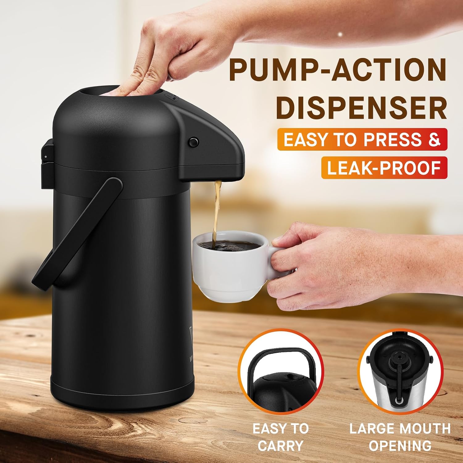 Airpot Coffee Carafe with Pump, 64 OZ - Image 3