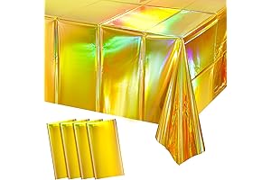 4 Pack Gold Party Decorations Iridescent Plastic Tablecloths
