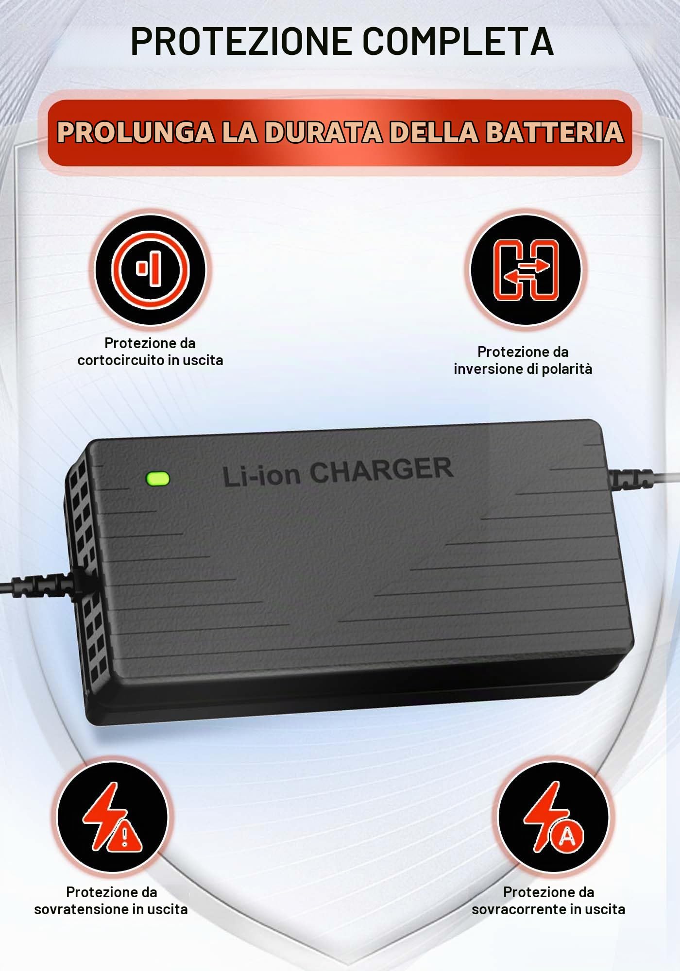Caricabatterie al litio da 29,2V 10A per batteria LiFePO4 da 24V (25,6V),Caricabatterie AC-DC al Litio LiFePO4 24V per camper, impianti isolari, famiglie