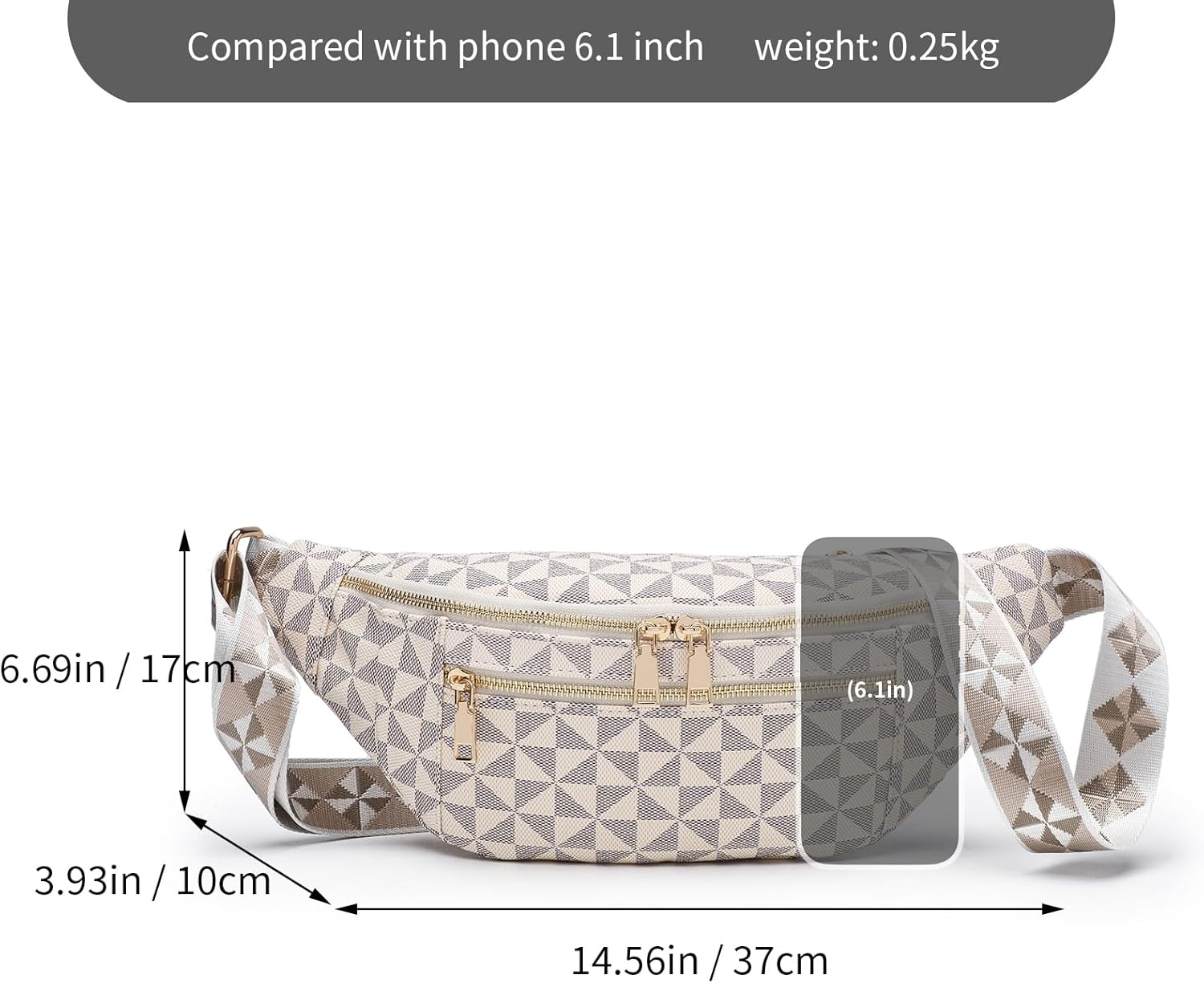 Crossbody Sling Bag for Women & Men – Trendy Checkered Fanny Pack – Waist Bag for Travel, Festival & Daily Commute | Lightweight, for Travel, Adjustable Strap, Hidden Pocket - Image 3