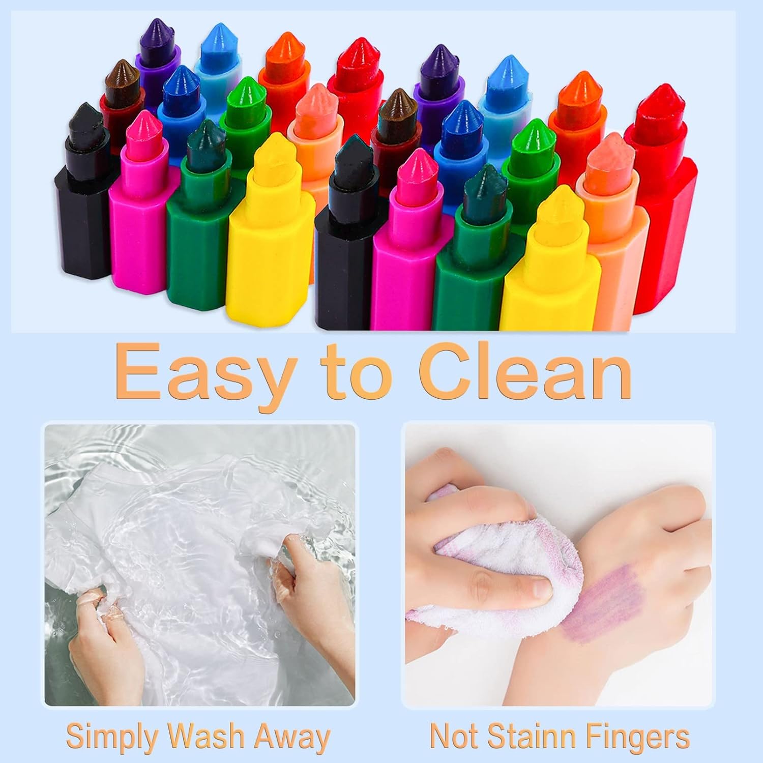 24 Stackable Crayons, Buildable DIY Crayons for Classroom & Office, Rainbow Colors