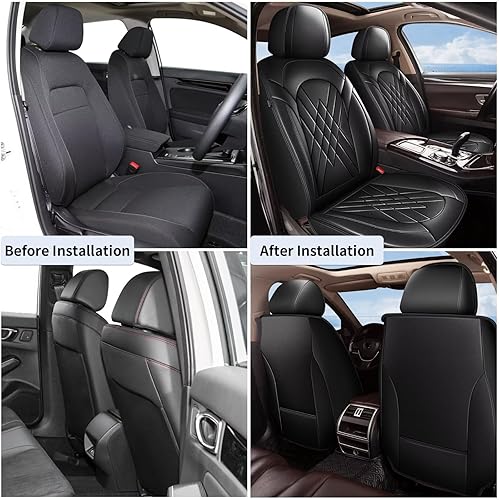 Miniatura 6 de YORKNEIC Fundas de asiento de automóvil para kia Optima 2002-2020  Juego de fundas de asiento de cuero impermeables para asientos delanteros