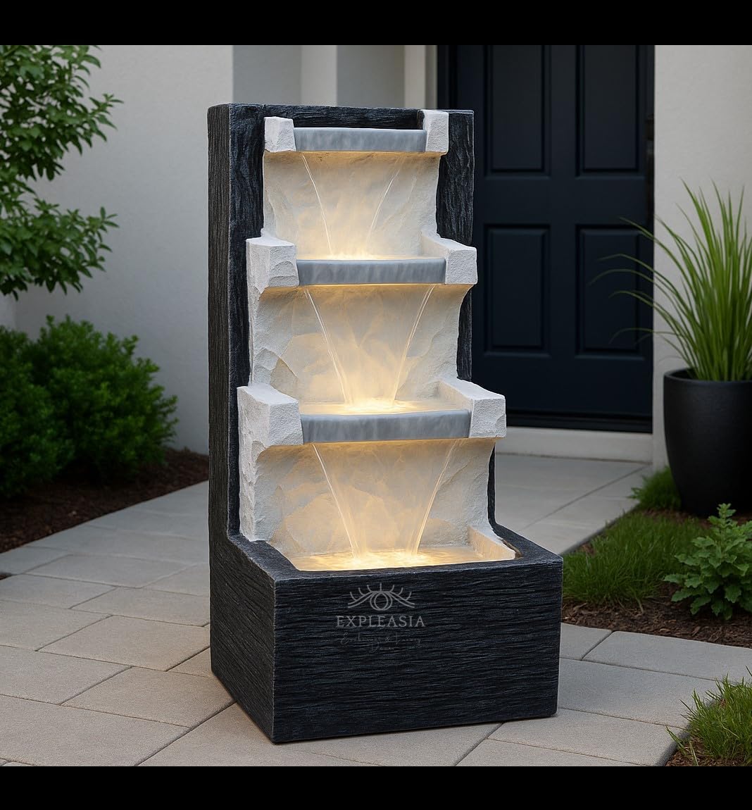 EXPLEASIA Wall Back Fountain, Water Fountain vastu, Fountain for Home décor Waterfall, Water Fountain for Home Big Size, Outdoor, Indoor (White)-image-0