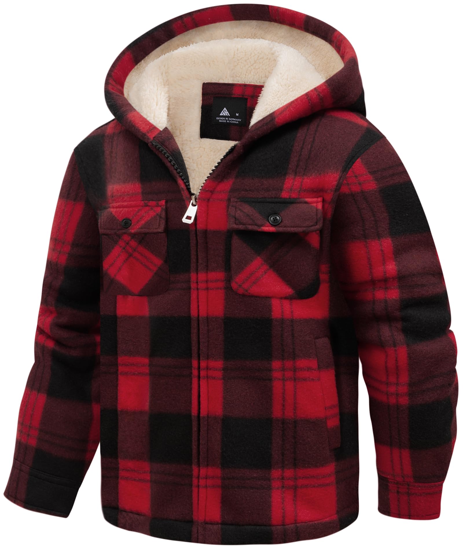 zitysport Chaqueta Niños Camisa Invierno Gruesa Sudadera con Capucha A Cuadros Niño Cremallera Cálida De Franela Chicos Sudadera Aire Libre Forrado Invierno Para Bolsillo