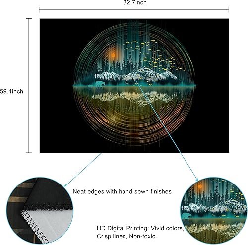 Miniatura 6 de Uspring Tapiz de bosque natural, tapiz de arte estético, tapiz de luna de montaña, tapiz para colgar en la pared, tapiz de paisaje grande para
