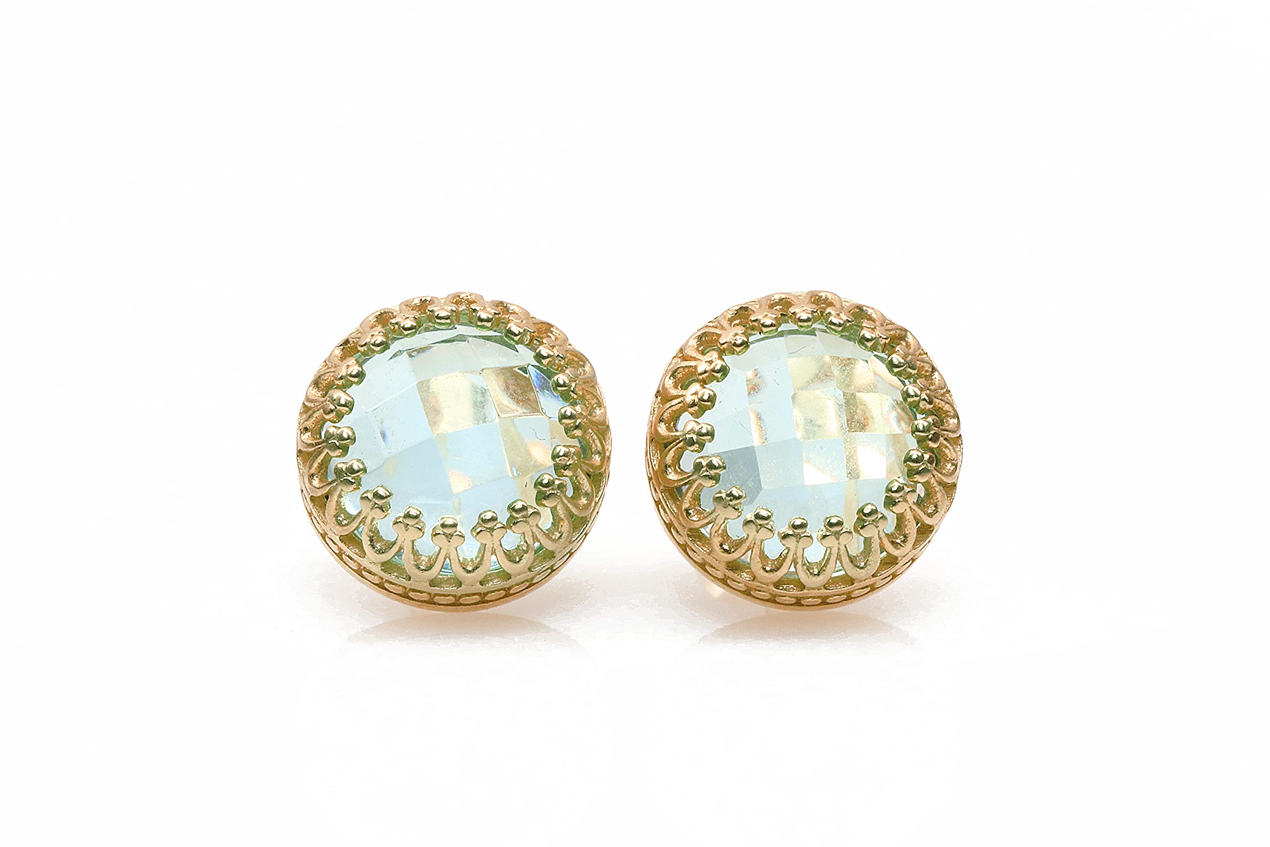 Pendientes de Oro Rosa con Topacio Azul para Mujer - Joyería Fina Hecha a Mano Pendientes Colgantes de Oro para Ocasiones y Uso Casual - con Caja de Regalo