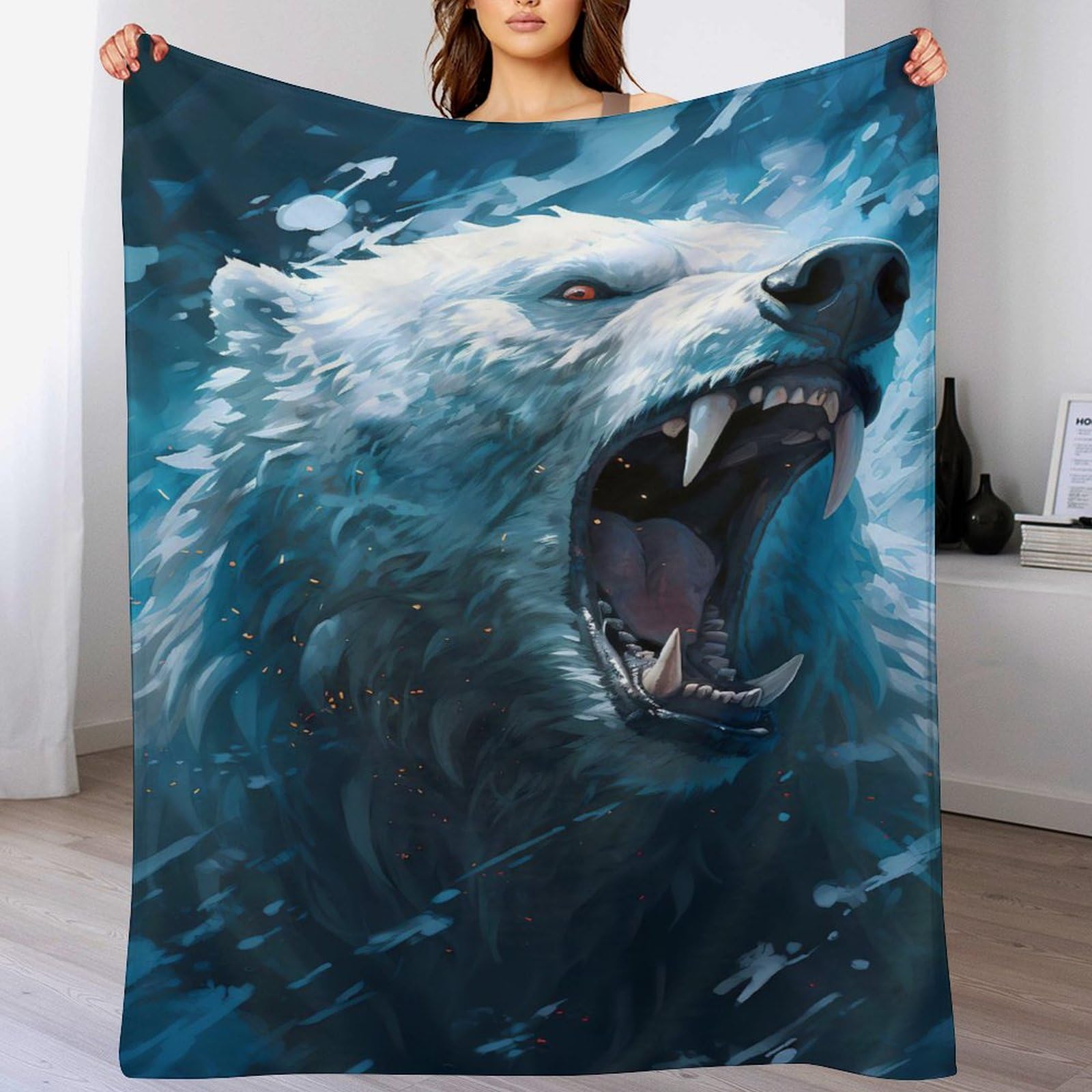 Couverture polaire ours contre le froid jeté de canapé chaud en flannel
