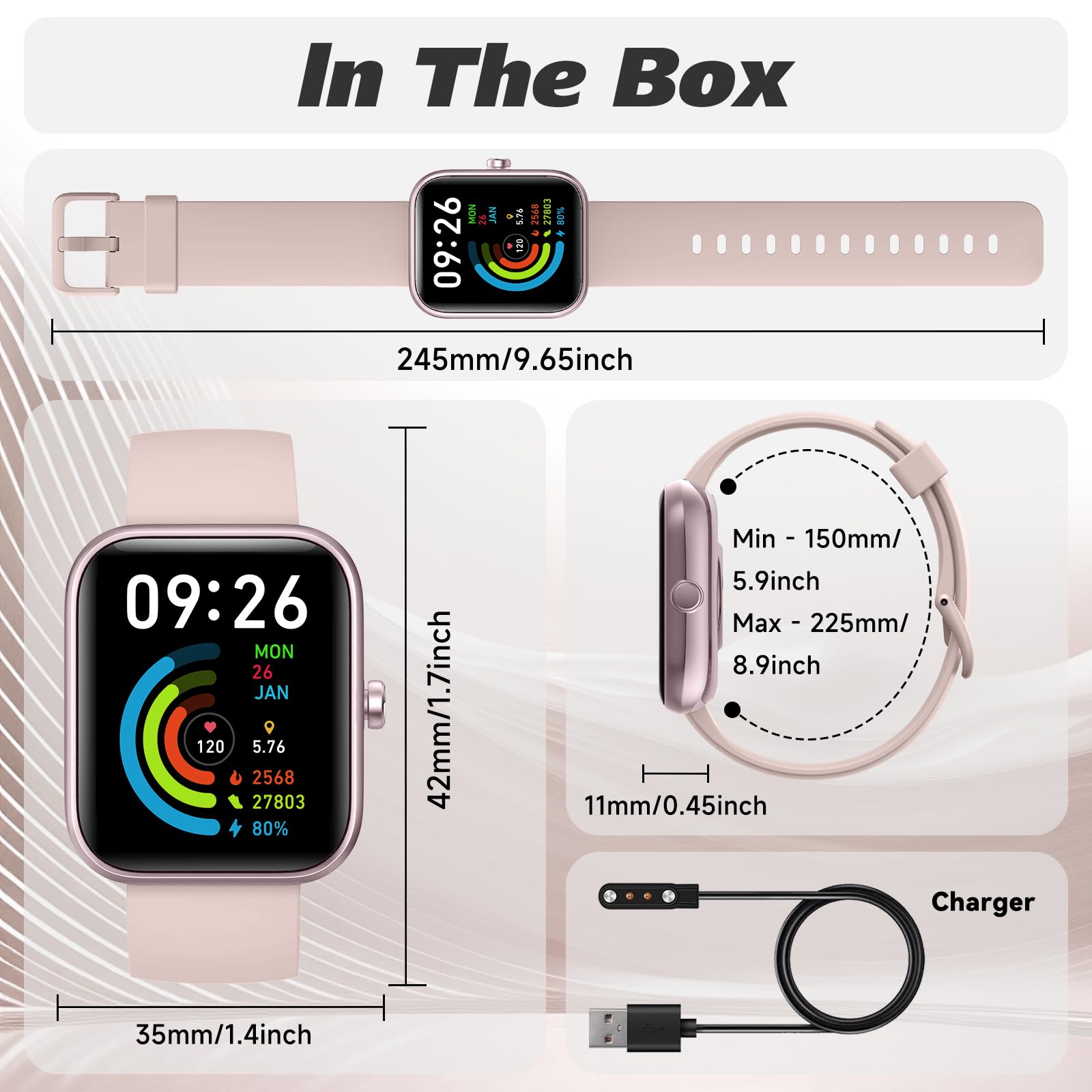 Smart Watch for Men Women with Bluetooth Call,Alexa Built-in Smartwatch,1.8" DIY Dial Fitness Watch with 100+ Sport Mode,IP68 Waterproof Watch Compatible with Android iOS