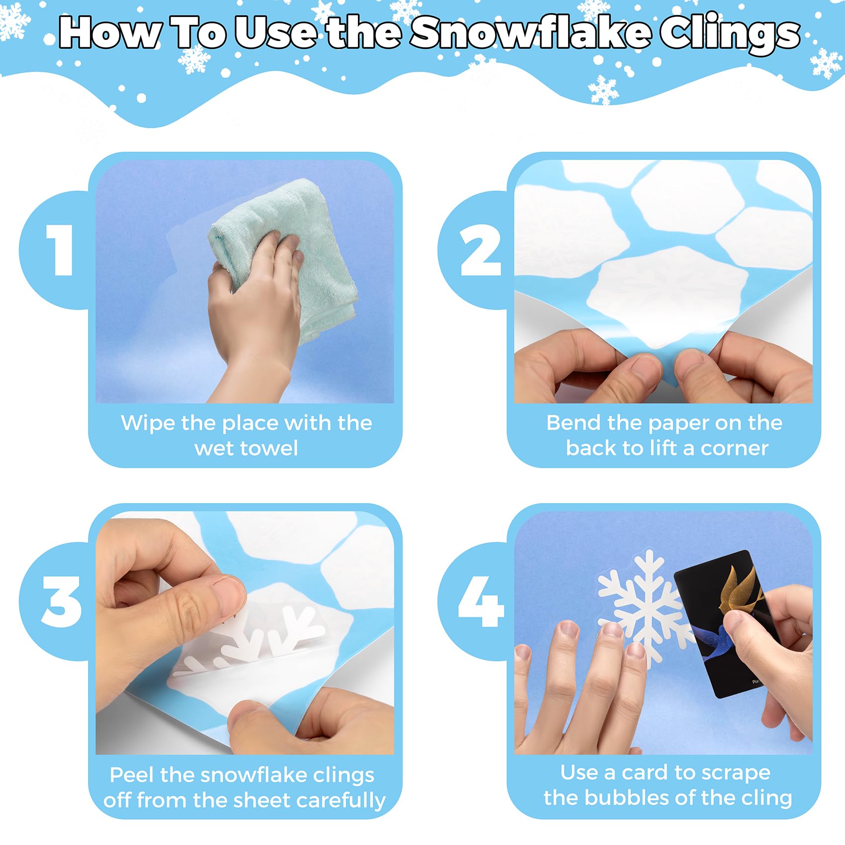 364 calcomanías de copo de nieve para ventana, calcomanías de copo de nieve de Navidad, 10 hojas de calcomanías de ventana de Navidad, decoraciones de copo de nieve para ventanas de vidrio,