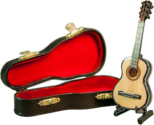 Sky Mini guitarra acústica de 4 pulgadas con acabado natural, guitarra acústica en miniatura de 4 pulgadas con soporte de exhibición, gran regalo