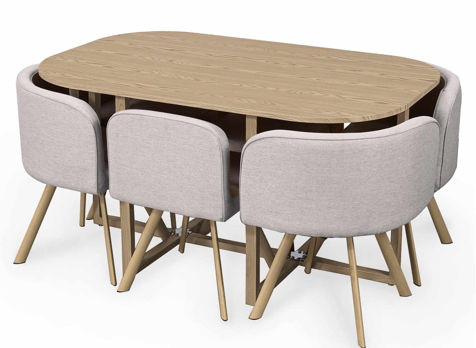 DecoInParis Ensemble Table + 6 chaises encastrables FLEN XL