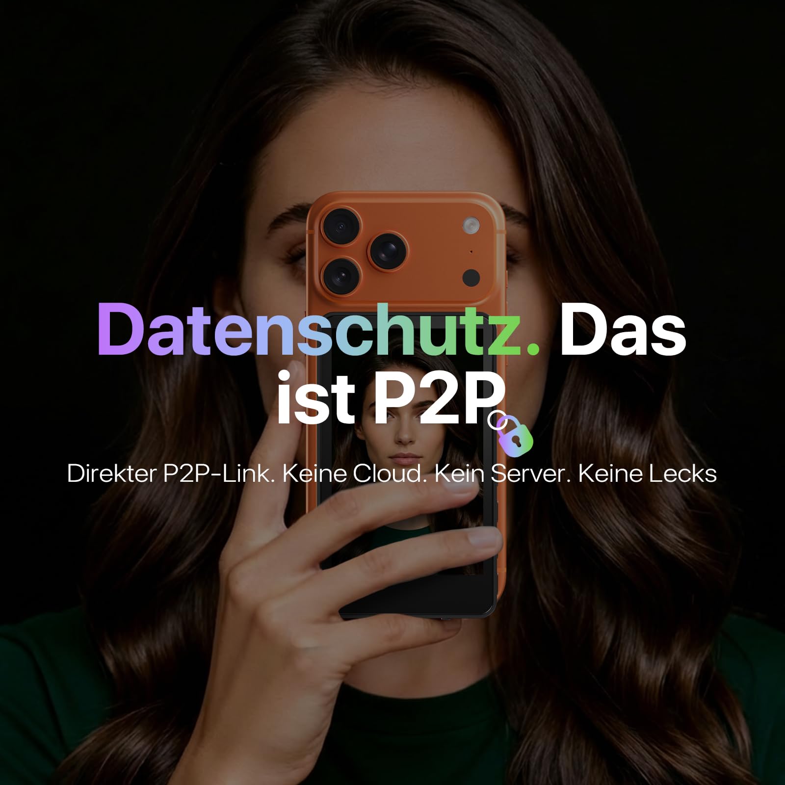Moman Selfie Monitor Handy 3,97" für iPhone & Android, Handy Monitor Bildschirm Magnetisch für iPhone 17, Rückkamera Selfie Kabellos 50m für Vlog TikTok Live Stream - Schwarz