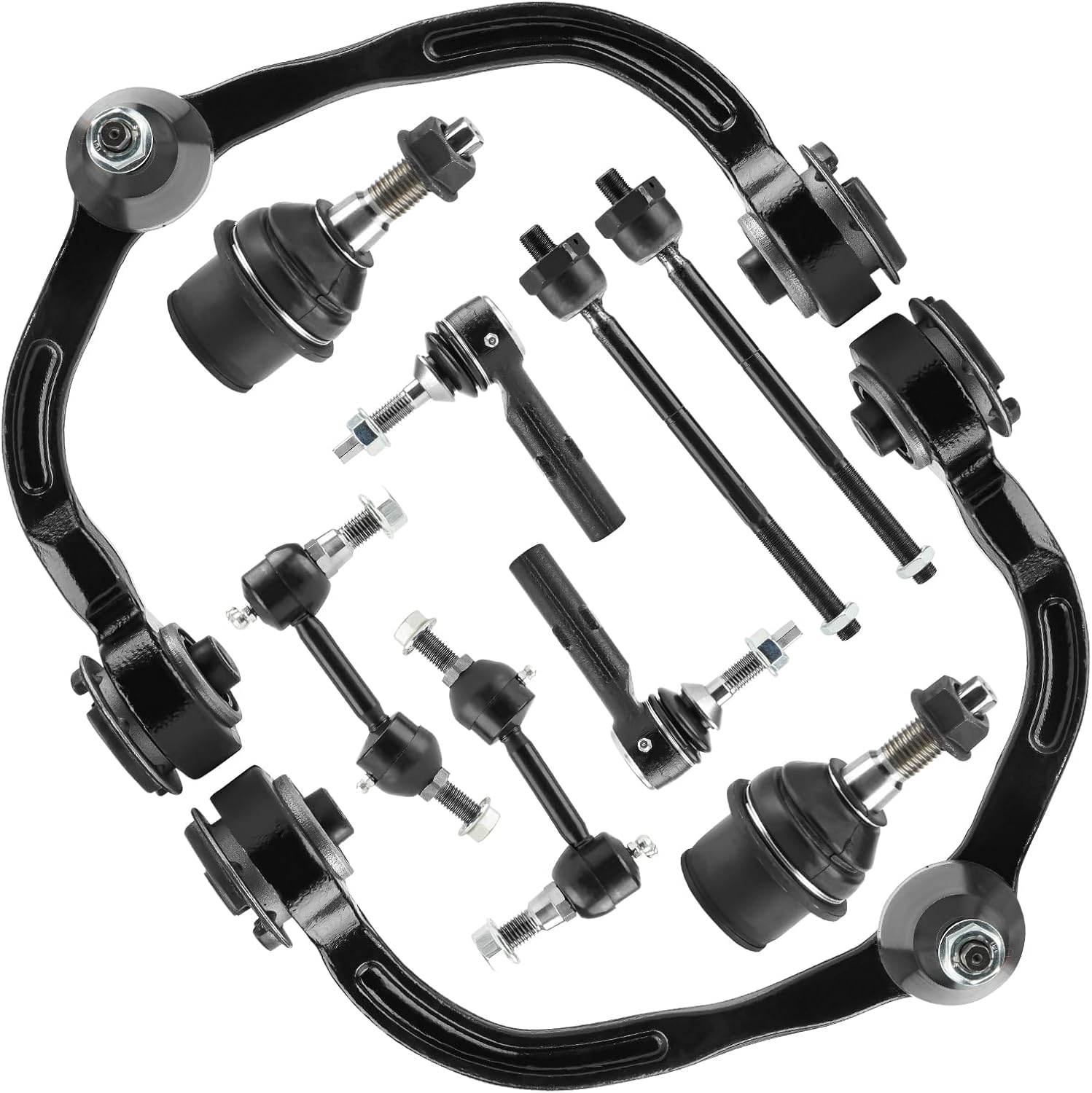 Front Upper Control Arm w/Ball Joint for Ford Expedition 2004-2006, Coil suspension ONLY, Outer & Inner Tie Rod Ends, 10Pcs K80718 K80719 K80039 K80239 ES3695