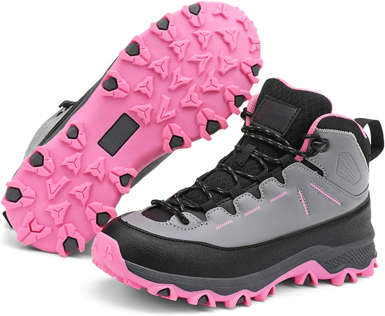 Kids Hiking Boots Boys Girls Outdoor Trekking Walking Climbing Sneaker Durable TPR Lace-Up Comfortable Waterproof Non-Slip Trainers Four Seasons Shoes