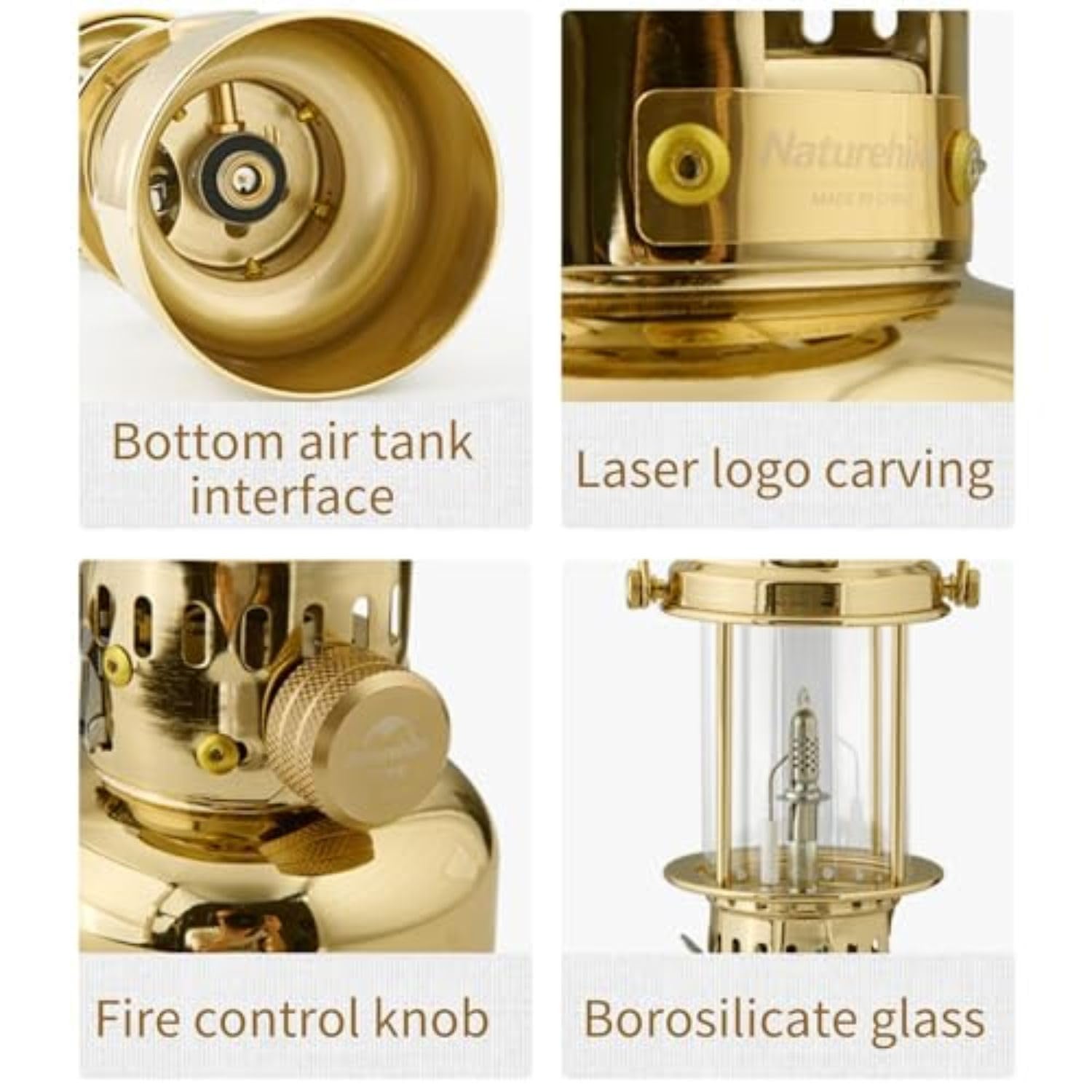 Naturehike Gas Lantern, Vintage Camping Lantern, 28lux, 24oz, Fuel