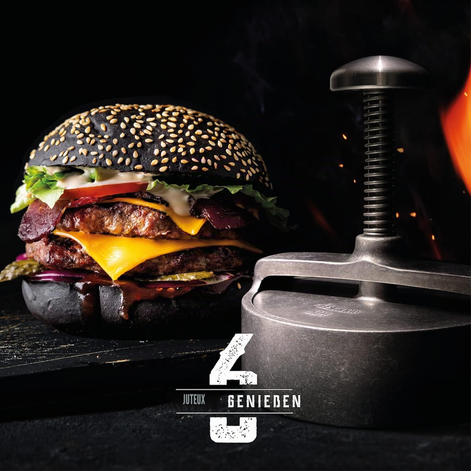 ADELMANN EDELSTAHLTECHNIK Presse-Hamburger Professionnel en Aluminium Ø 125 mm – Revêtement Anti-adhésif – Presse en Fonte d'aluminium pour Hamburger Parfait – Pattie Maker Pattie Maker Patty Former