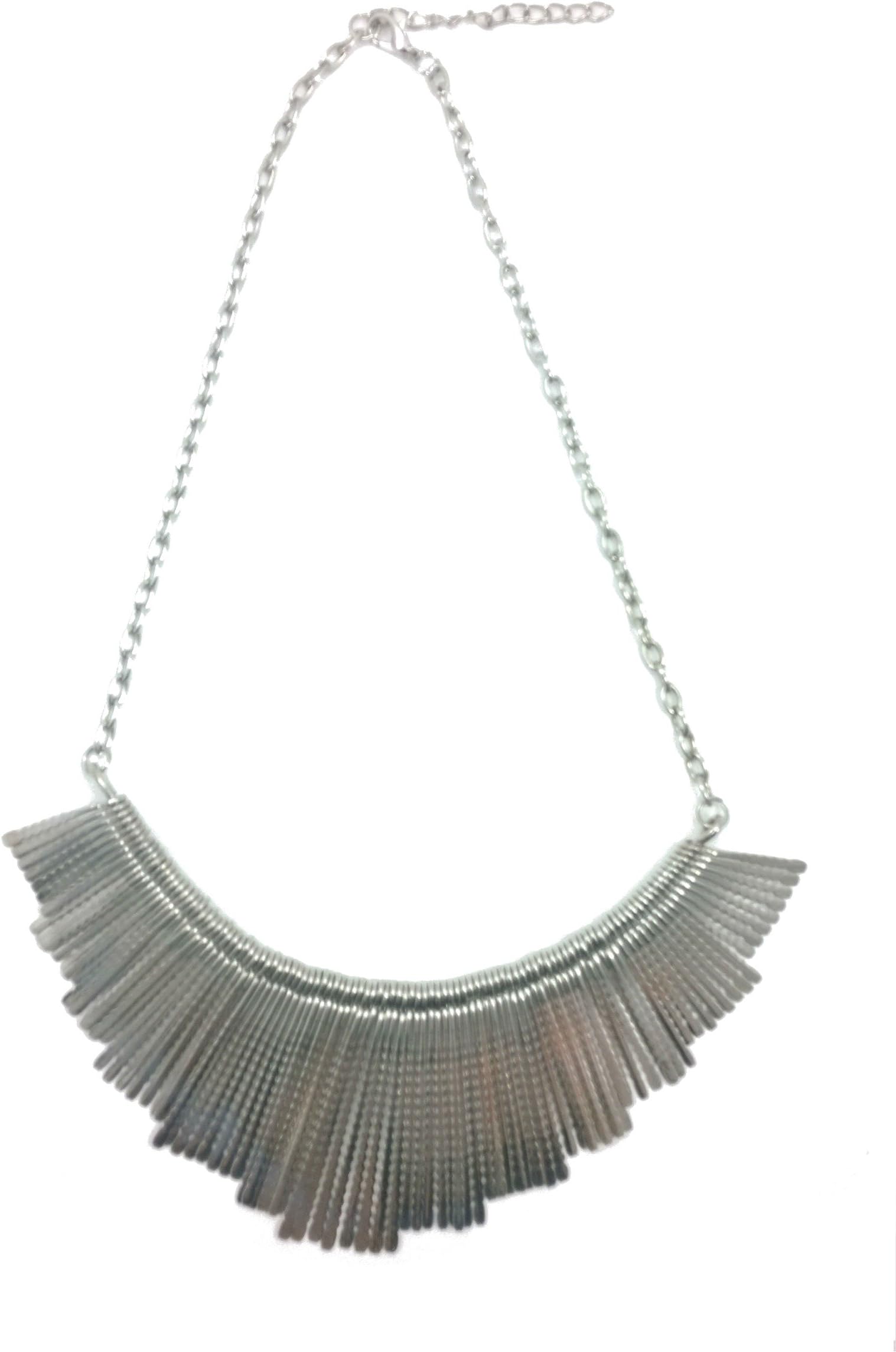 Womens Accessories Metallic Silver Choker Statement Pendant Necklace Bib Necklace Choker Necklace