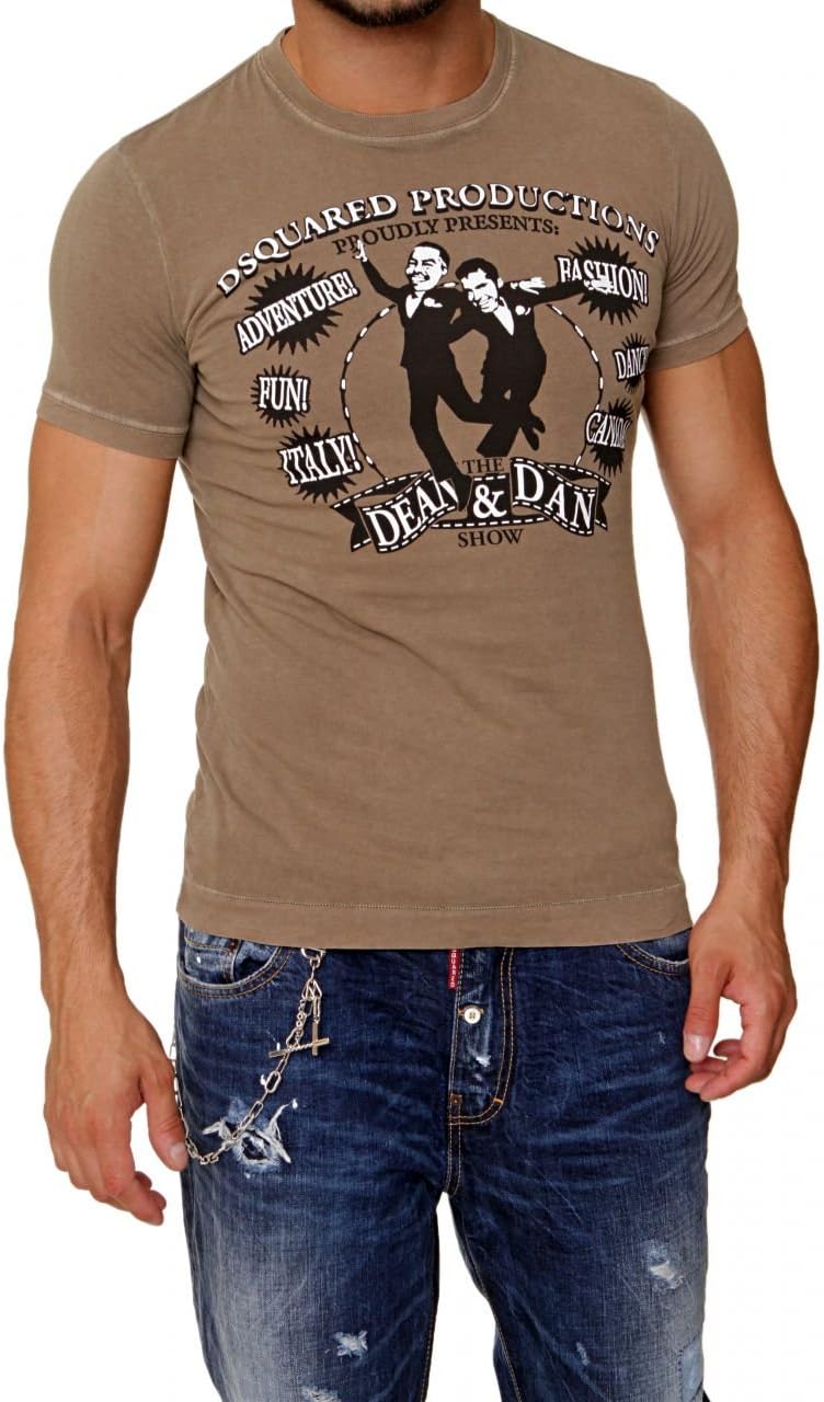 Dsquared² Graphic Tee DEAN&DAN SHOW, Color: Khaki, Size: XS