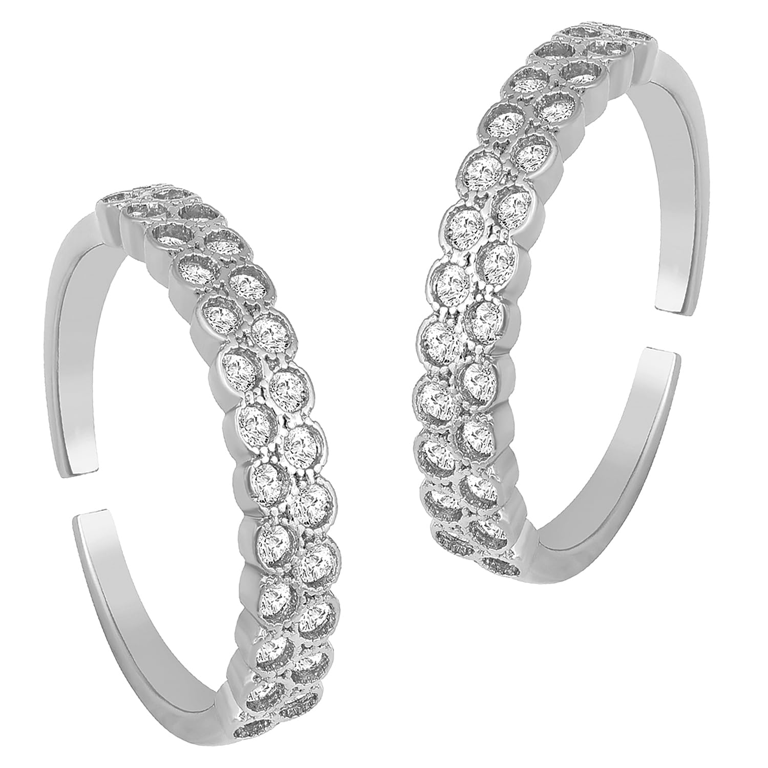 Rani Pink Cubic Zirconia Studded Gold Plated Fancy Toe Ring Adjustable Bichiya Fashion Jewellery-image-35