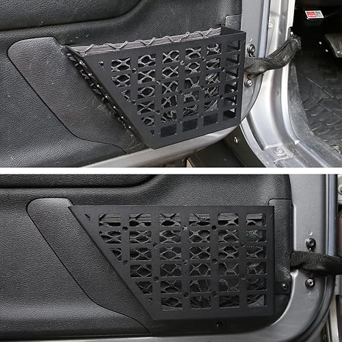 Miniatura 6 de Bolsillos de almacenamiento de metal para puerta delantera, compatibles con Jeep Wrangler JK JKU 24 2007-2018, caja organizadora de acero inoxidable