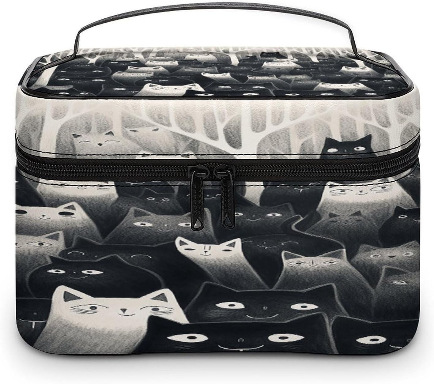 Black Cats Makeup Bag with Handle Fashion Portable Travel Toiletry Bag Exquisite Large Capacity Cosmetic Bags Lightweight Travel Accessories Storage Bags for Women