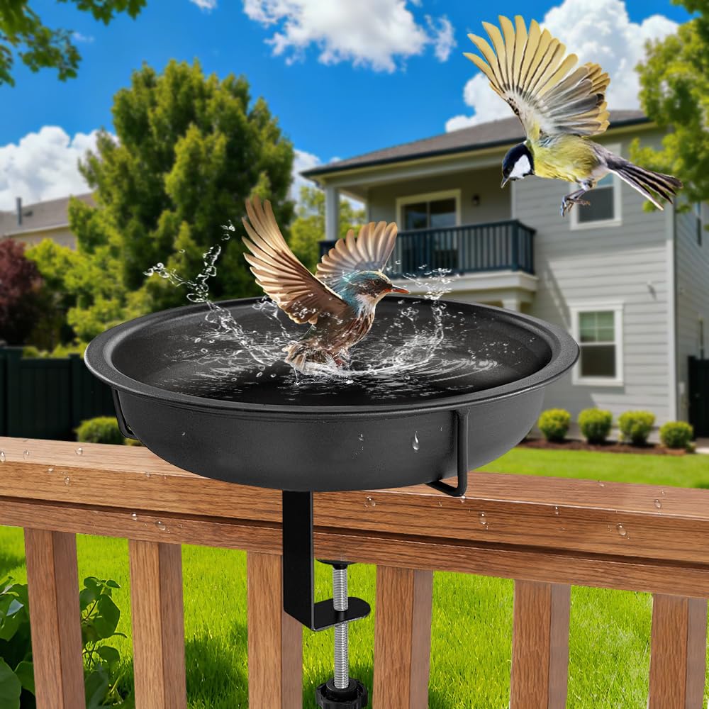 Bseical Bain D'Oiseaux Pour Balcon, Support De Bain D'Oiseaux, Station D'Alimentation Pour Balustrades De Balcon, Jardin