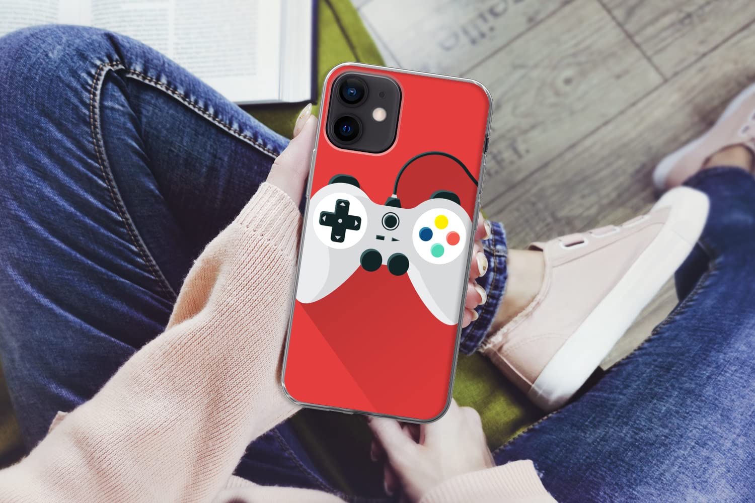 MuchoWow Funda para iPhone 12 - Mando - Gaming - Rojo - Funda de Silicona/Funda Blanda para teléfono móvil