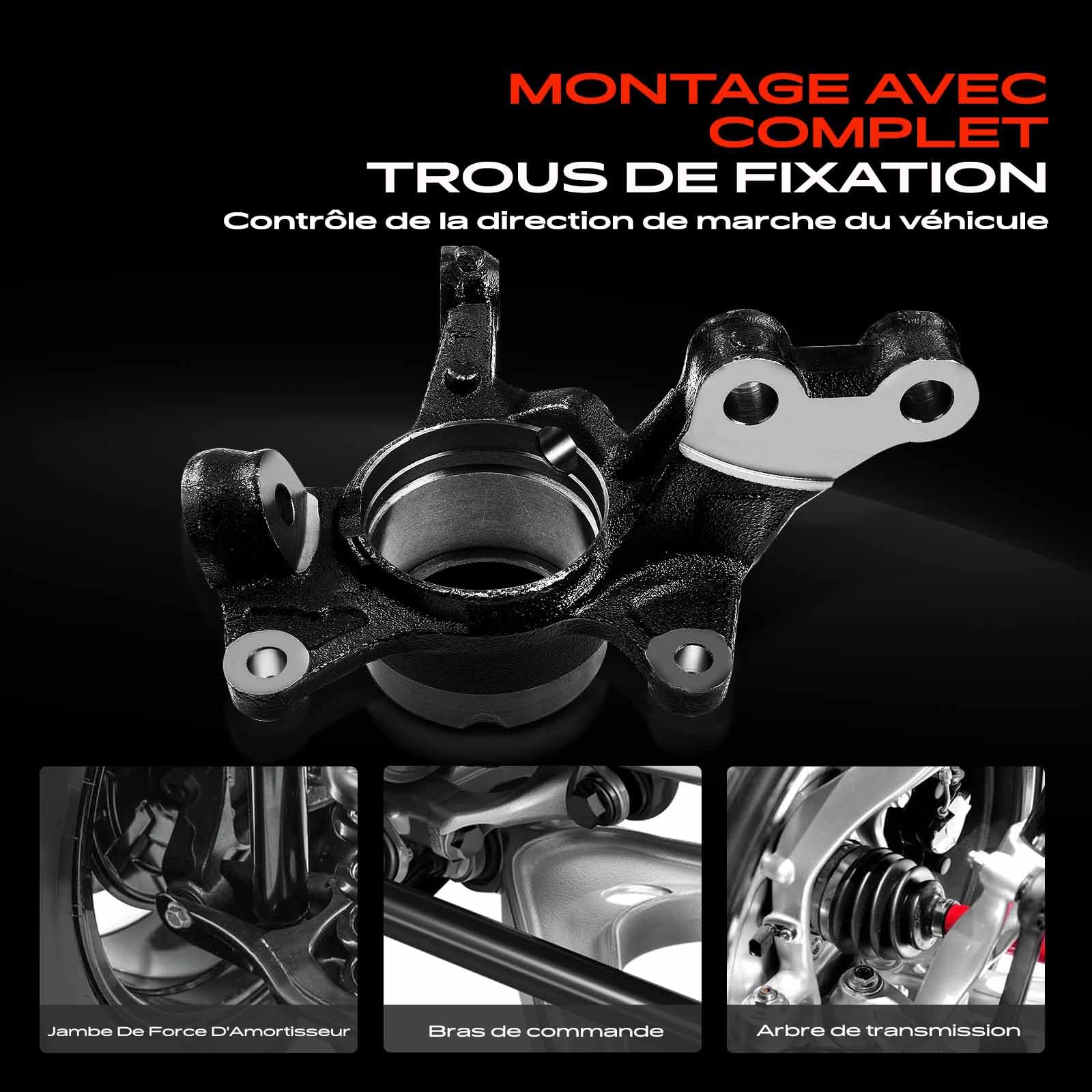 Frankberg Fusée d'essieu Suspension de roue Avant Droite Compatible avec Fox Hatchback 5Z1 5Z3 5Z4 1.2L 1.4L 2005-2011 Polo 6N2 1.4L 1999-2001 Polo 9A 9N 1.2L-1.9L 2001-2009 Remplacer# 6Q0199294D