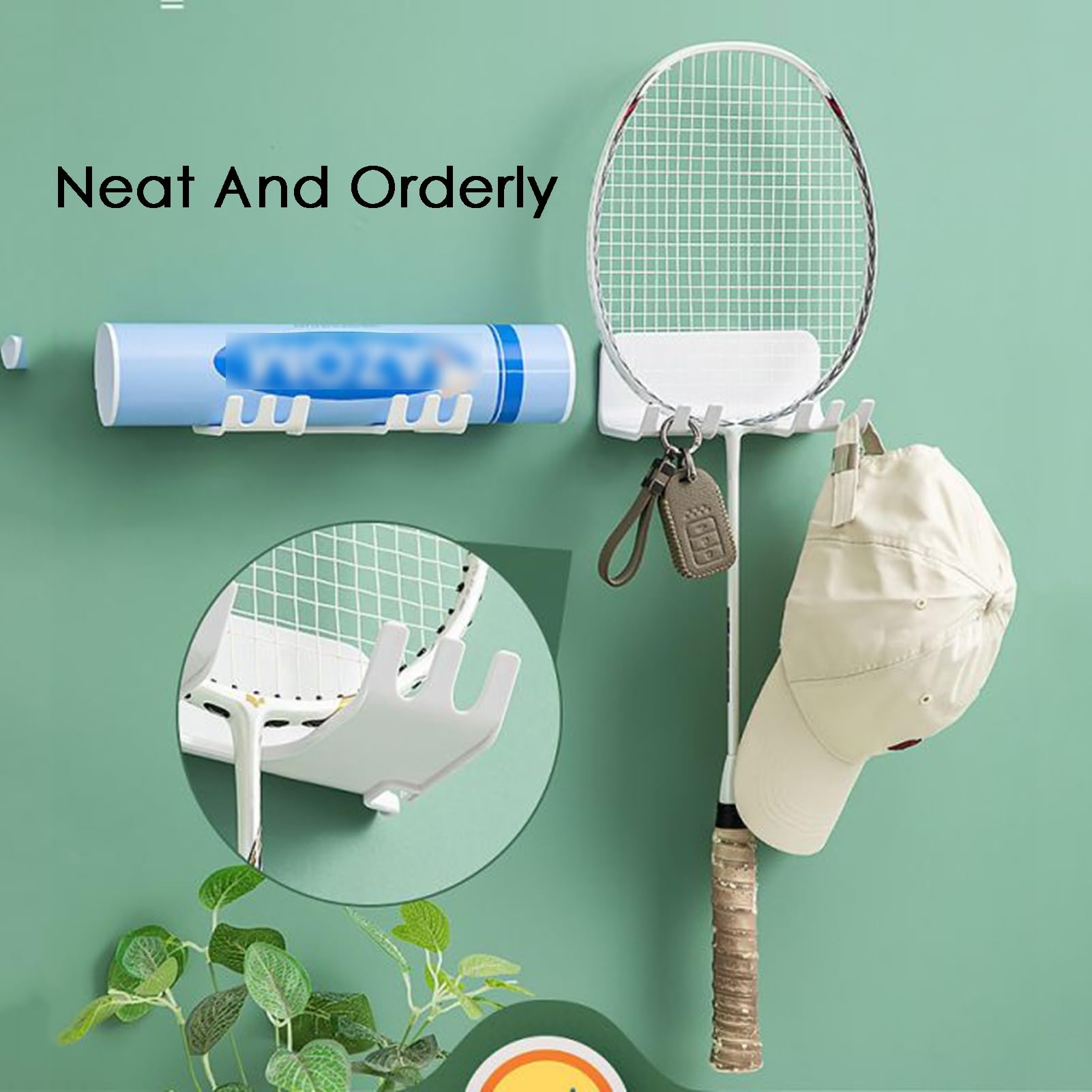 Estante de Almacenamiento para Raquetas de Tenis, Soporte de exhibición para Raquetas de bádminton, Soporte para Raquetas de Pelota montado en la Pared, para Raquetas de Tenis, Raquetas de b