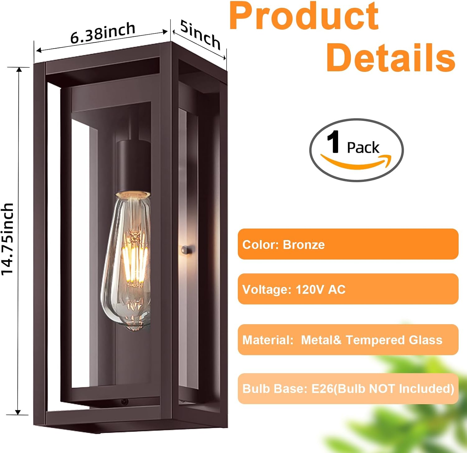 15" Outdoor Wall Lights, Bronze Exterior Lighting Fixtures image 4
