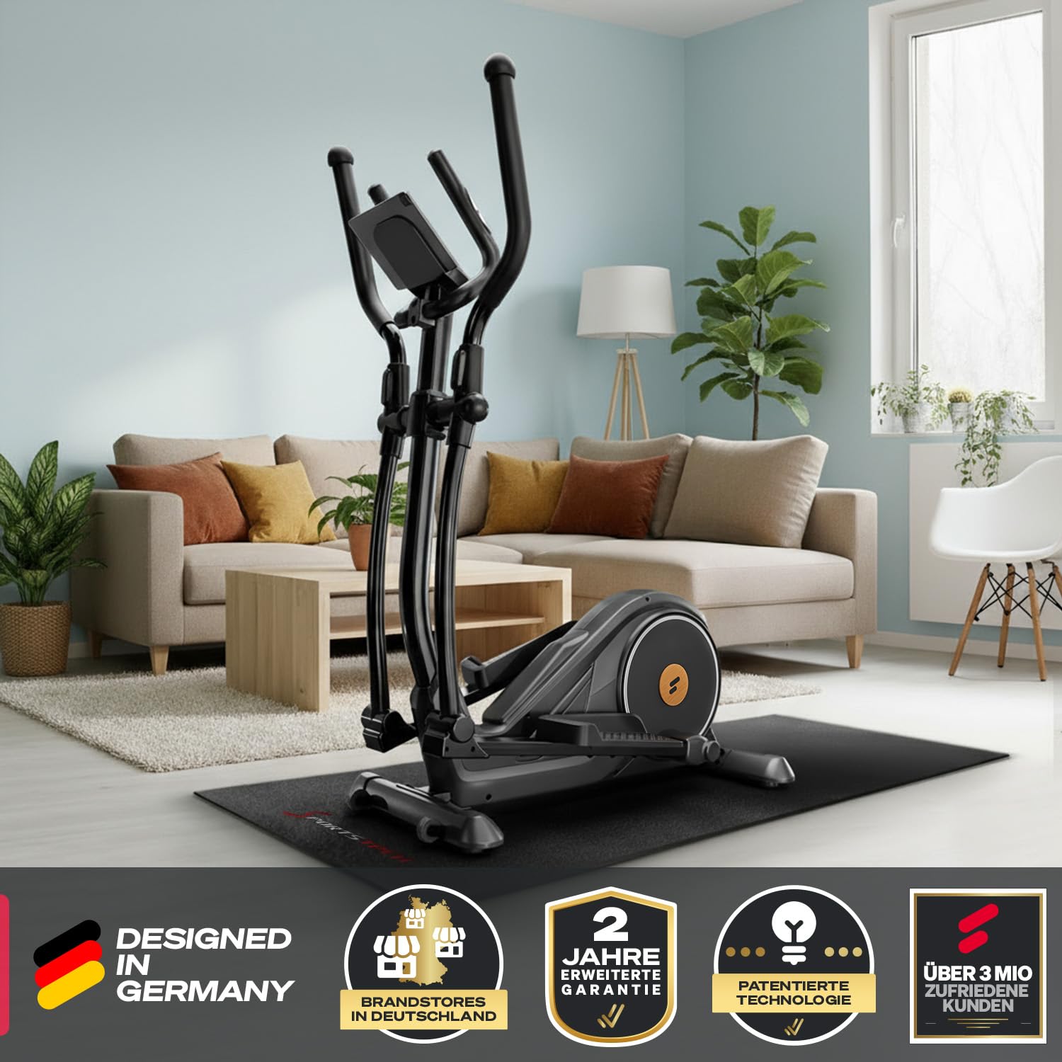 Sportstech CX625 Crosstrainer für Zuhause, Ellipsentrainer mit 32 Widerstandsstufen, 15 kg Schwungrad, leises Magnetbremssystem, LCD Display, Pulssensor, Crosstrainer bis 120 kg