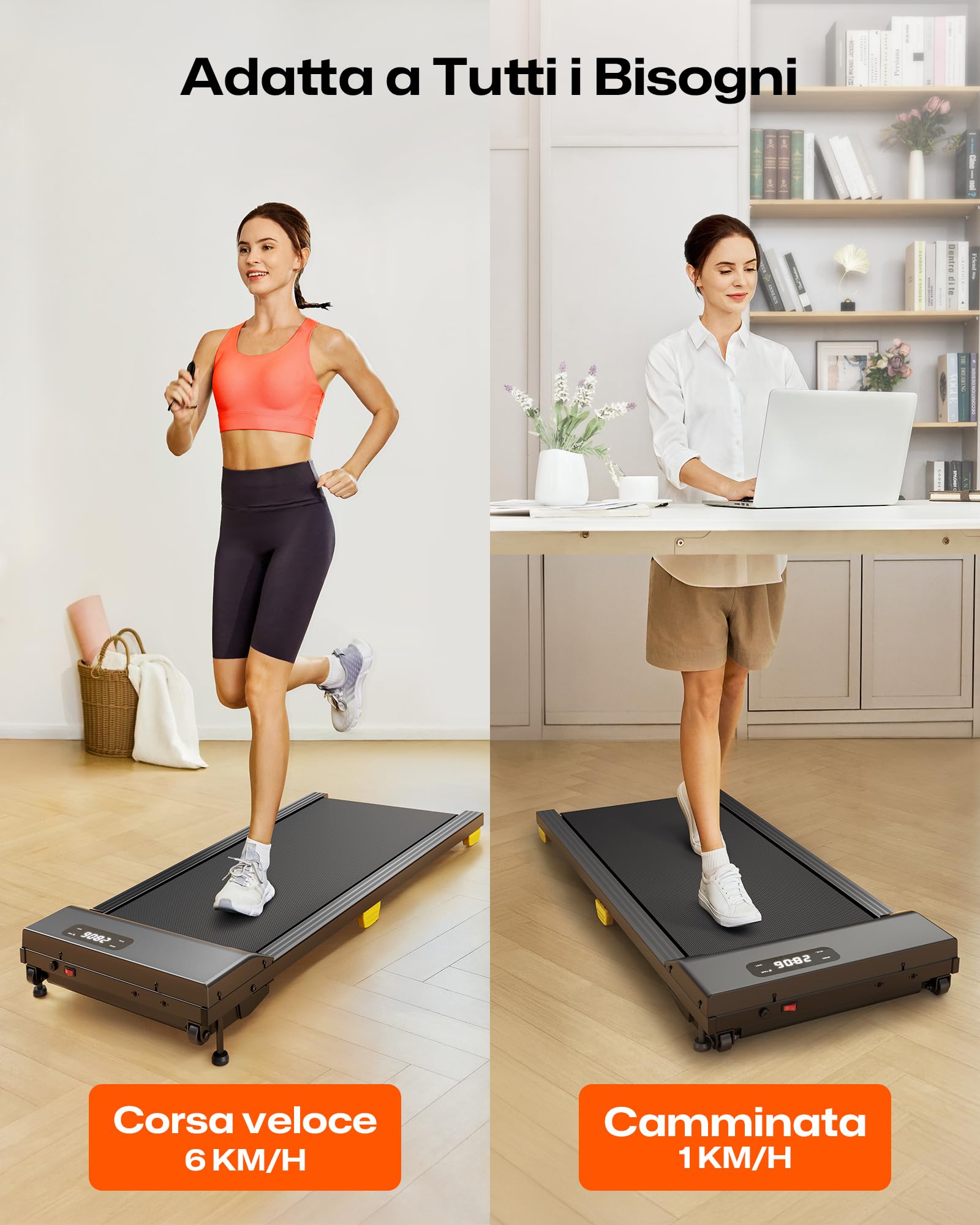 UREVO Tapis Roulant Salvaspazio con Inclinazione 9%, 2 in 1 Walking Pad da scrivania Silenzioso per Casa e Ufficio, Doppia Ammortizzazione, 2.5HP Tapirulan Elettrico con Telecomando e Display LED