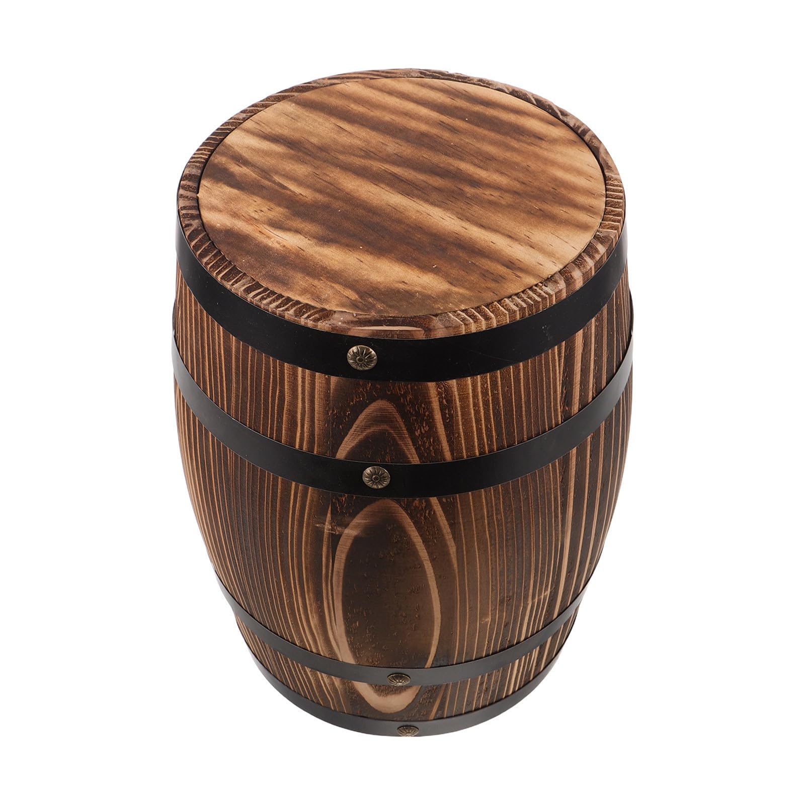 Lurrose Rustic Wooden Garden Stool with Barrel Shape, Vintage round Outdoor Patio Seat, Easy Maintenance and Robust Support, for Wedding and Party Outdoor Decor