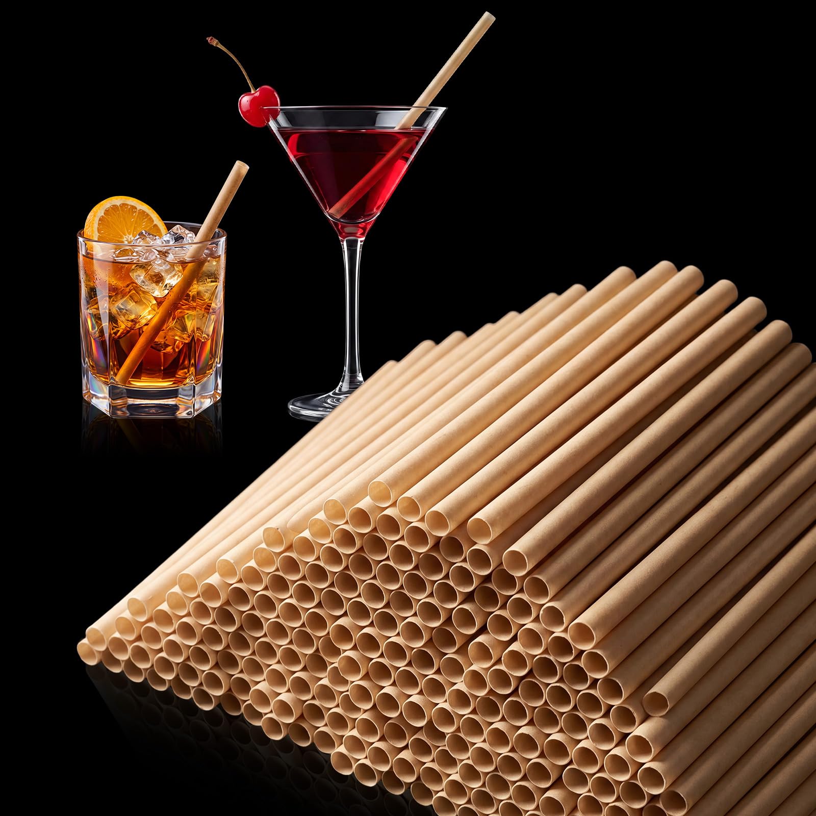 Potchen 500 Pcs 5 Inch Biodegradable Sugarcane Straws Bulk, Brown