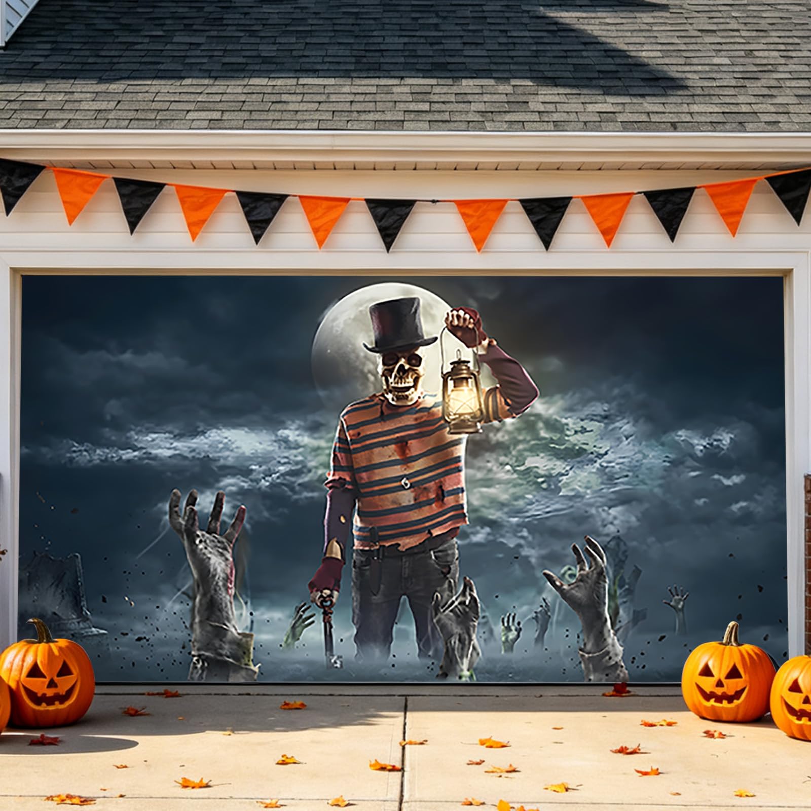 Halloween horror dekoracja domu, na imprezę, tło zewnętrzne