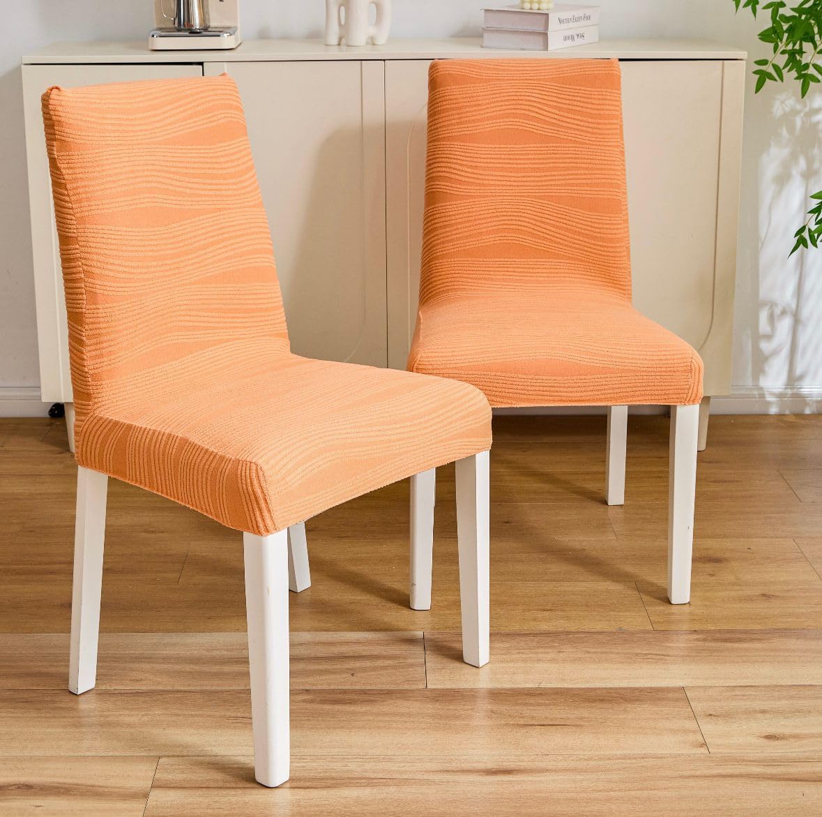 Orange Jacquard Chair Covers - Stretch & Protect! -6