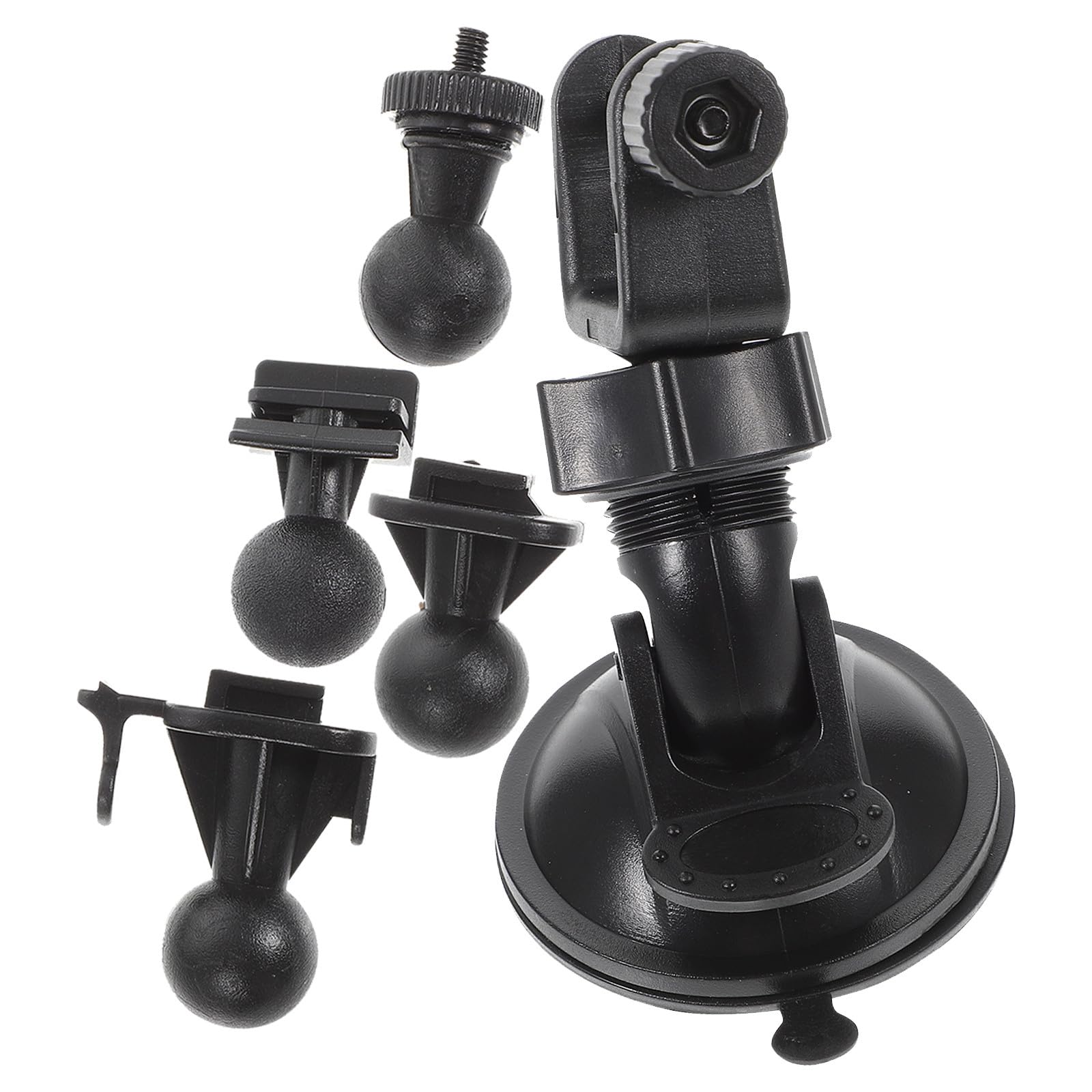 Gadpiparty Supporto per Dash Cam Auto in Plastica Nero Ventosa, Design Rotante a 270 Gradi, Set 4 Adattatori di Ricambio per Telecamera Digitale in Auto
