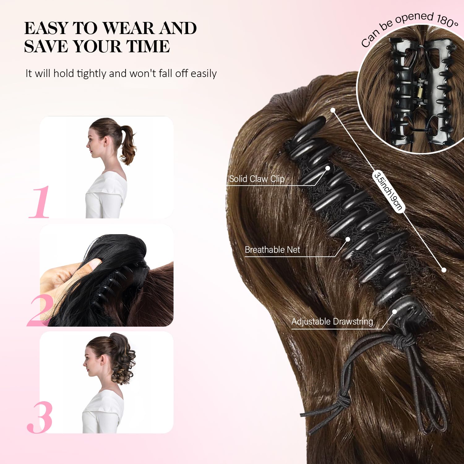 Claw Clip Ponytail Hair Extensions, 12 Inch Short Ponytail Extension - Image 4