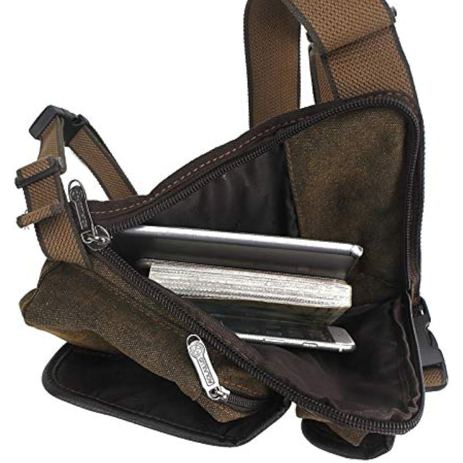 Pernera Moto Bolsa for Pierna, for Muslo, Lona/Nylon, Brazo Caído for Hombre, Cinturón for Cintura, Cadera, Motocicleta, Bandolera Mensajero(Khaki)