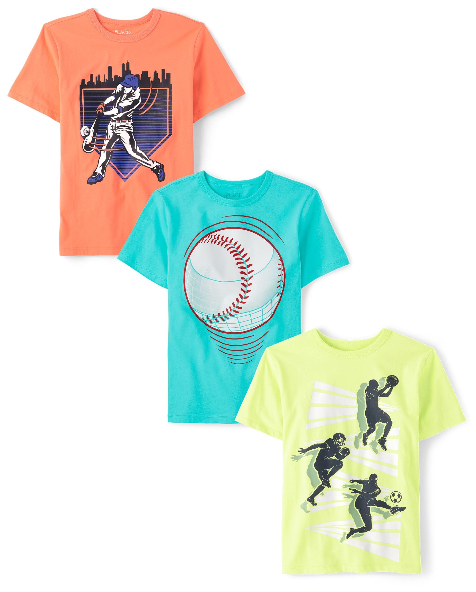 The Children's Place Boys Sports Short Sleeve Graphic T-Shirts, Multipacks