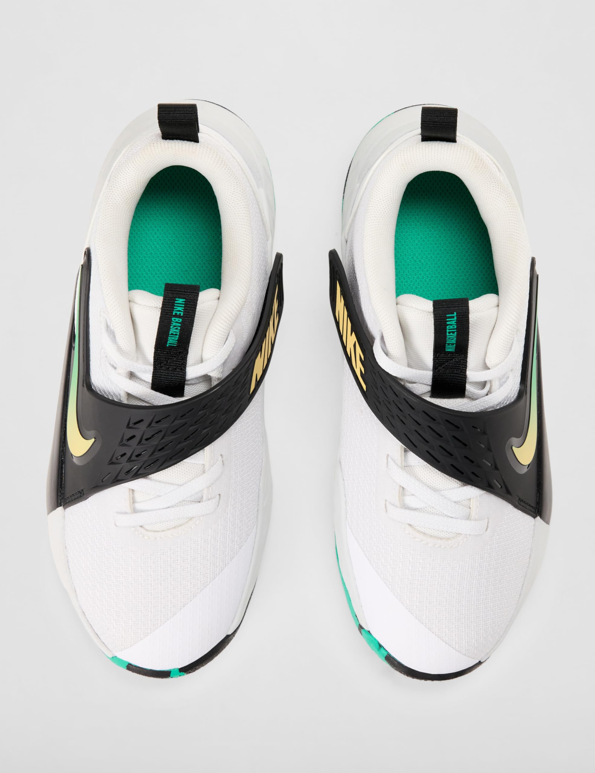 Nike Unisex Team Hustle D 12 White/Topaz Gold-Black-Clear Emerald Basketball Shoes UK 5 2