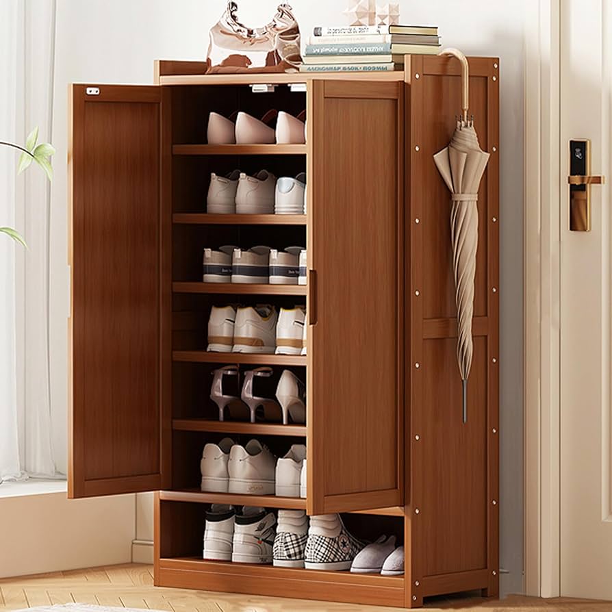 【新作】玄関キャビネット、下駄箱、大容量収納キャビネット Amazon｜シューズラック シューズボックス 大容量 木製家具 扉
