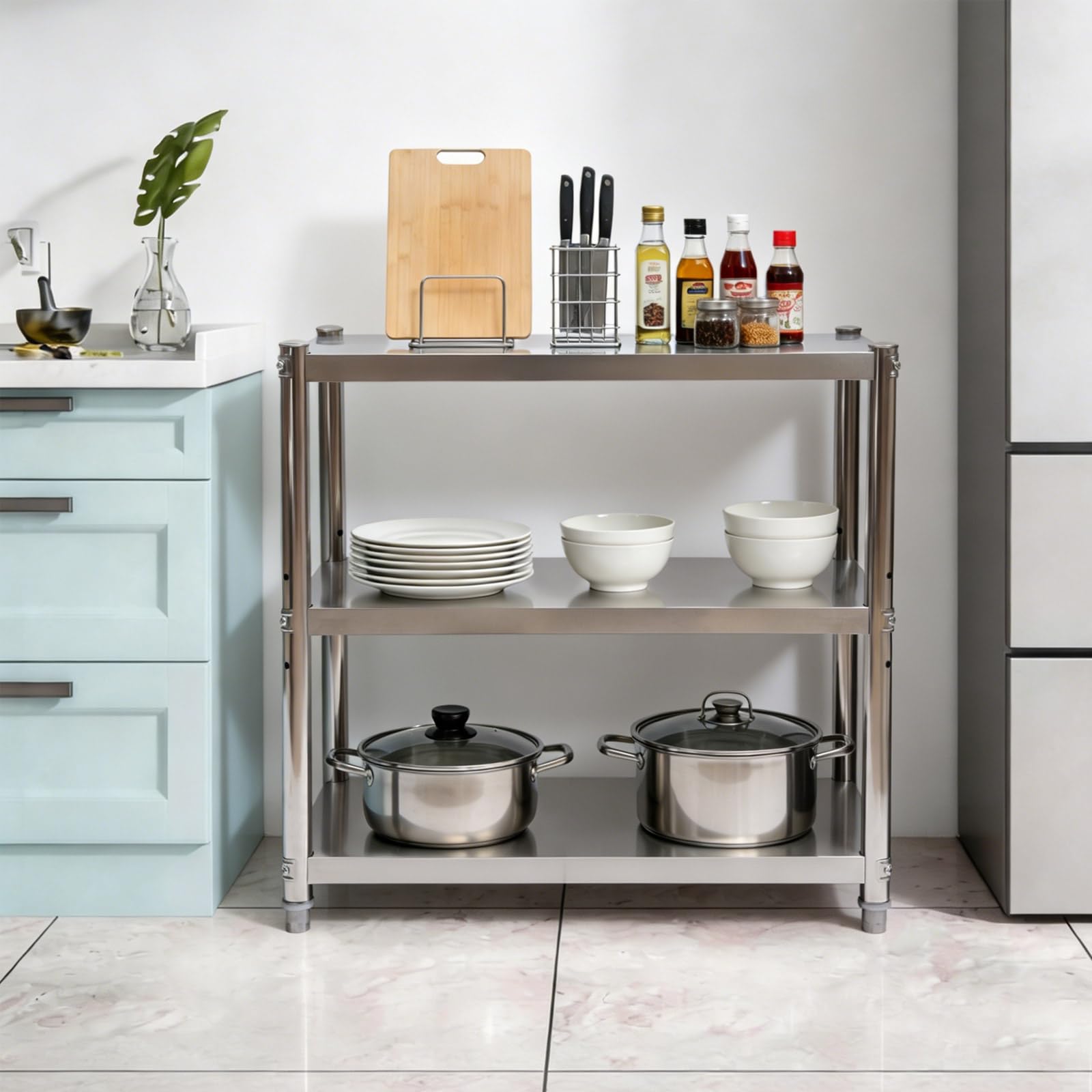 Scaffale da cucina a 3 ripiani, per carichi pesanti, per cucina