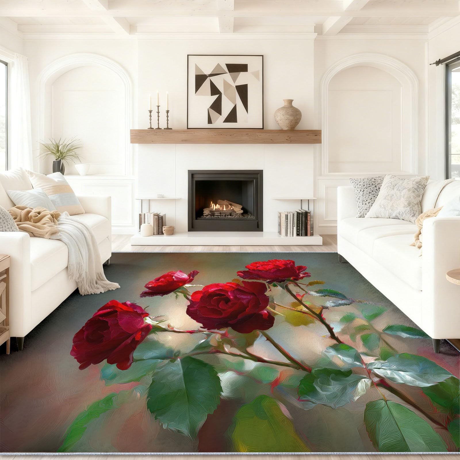 60 x 110 cm, styl walentynkowy, wielokolorowy, zmywalny dywan z niskim