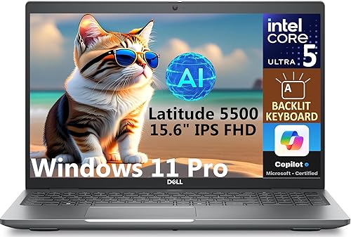 Dell Laptop Latitude 5500 FHD IPS de 15.6 pulgadas con tecnología AI (Intel Ultra 5-125U 12-Core 1.30GHz, 16GB RAM, 256GB PCIe SSD, Intel Graphics,