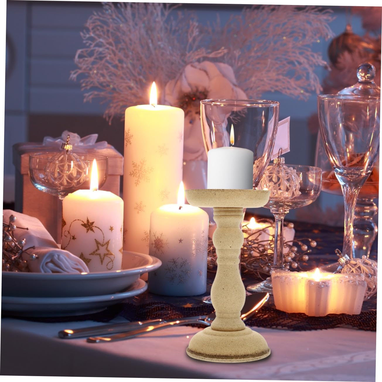 Candelabro Decorativo Nórdico Retro de Madera 2 Piezas para Hogar