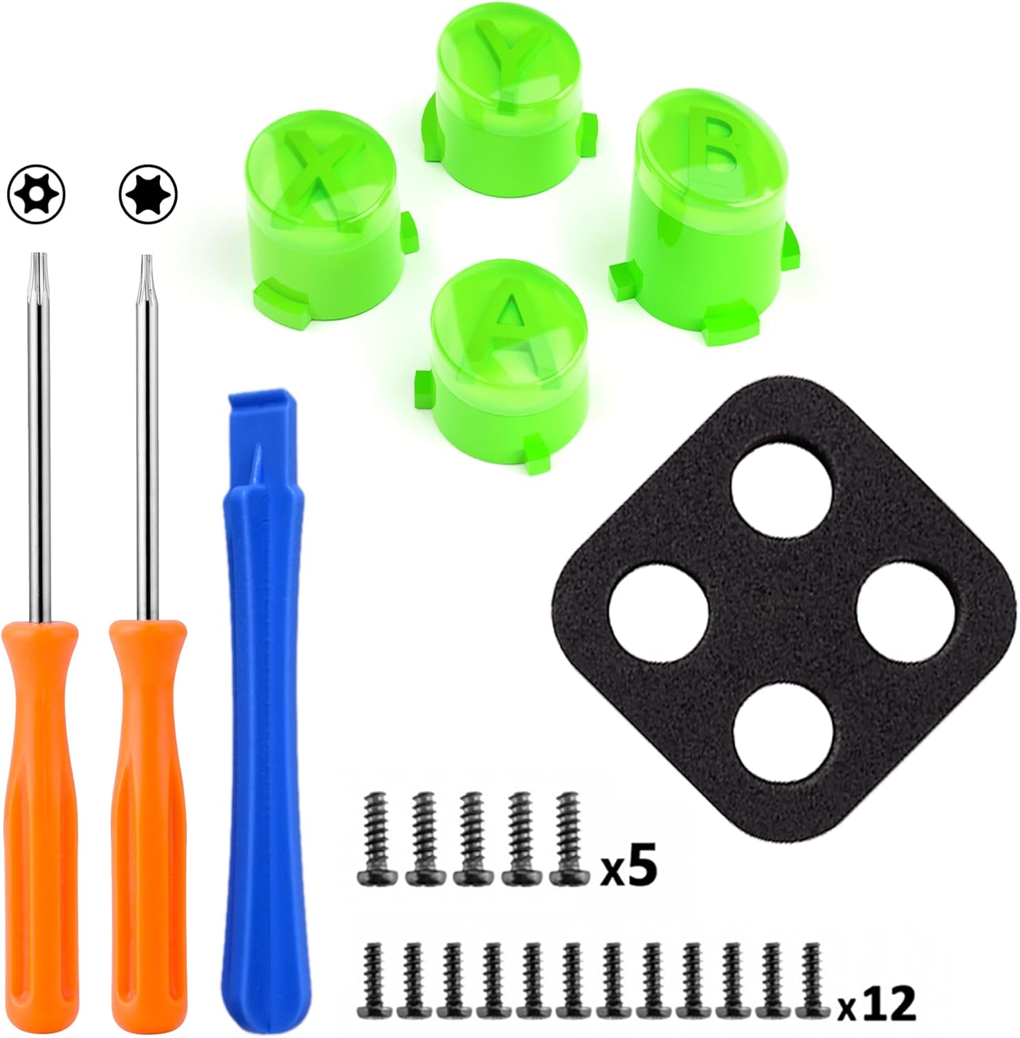 eXtremeRate ABXY Buttons for Xbox Core Wireless Controller, Two-Tone Carmine Green & Clear Classic Symbols Action Buttons Replacement Prats for Xbox One S/X, Elite Series 2 Core & 1 Controller - Image 2